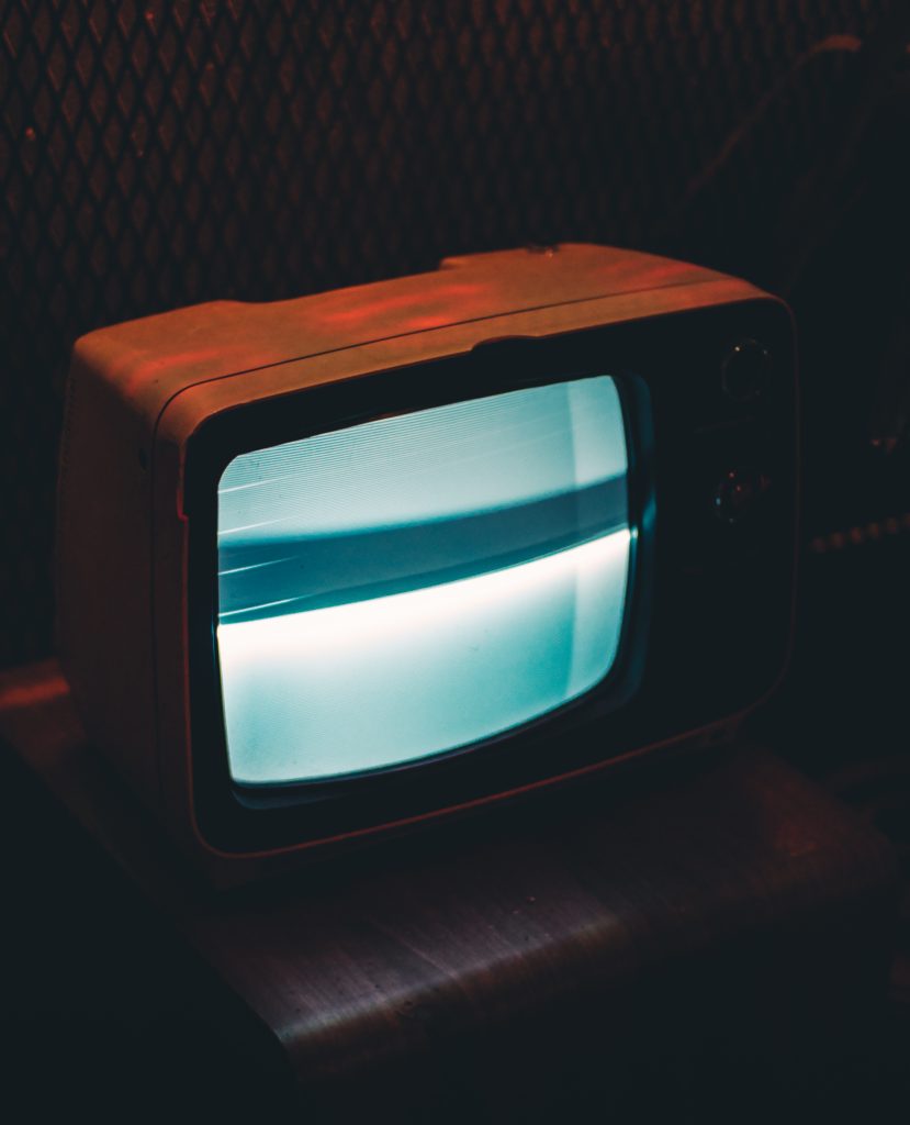 Black crt tv showing gray screen