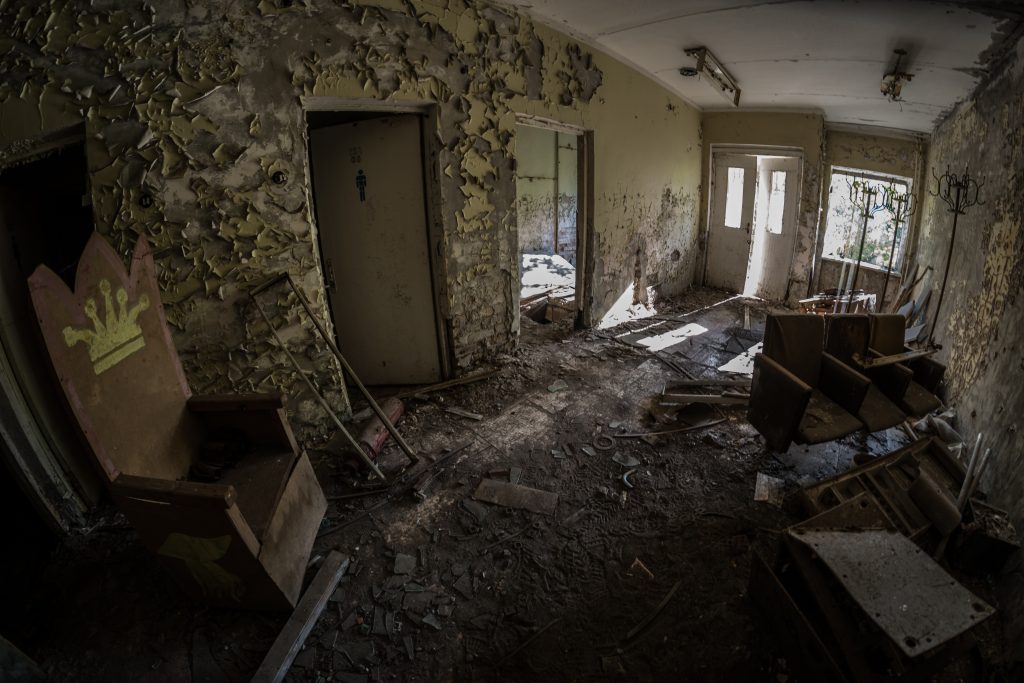 Wrecked house interior