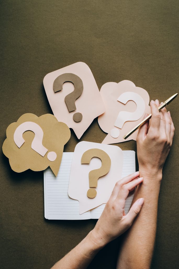 Person with difficulty and questions in studies